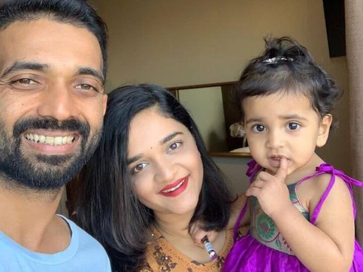 Ajinkya Rahane With His Wife and Daughter 