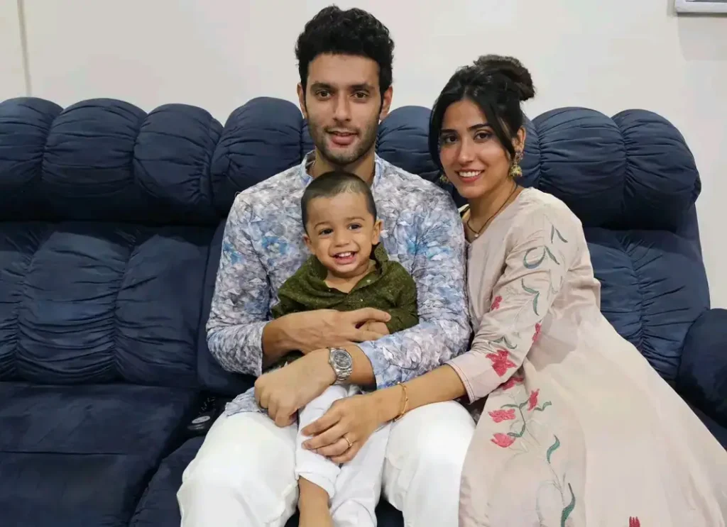 Shivam Dube with his Wife and Son 