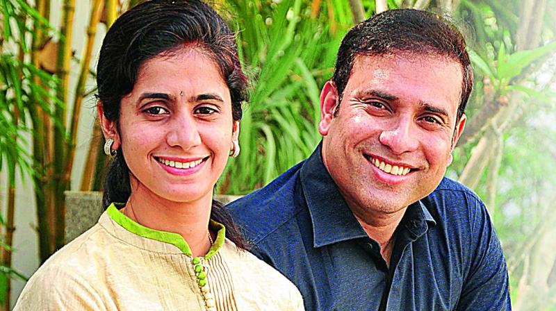 VVS Laxman with His Wife 